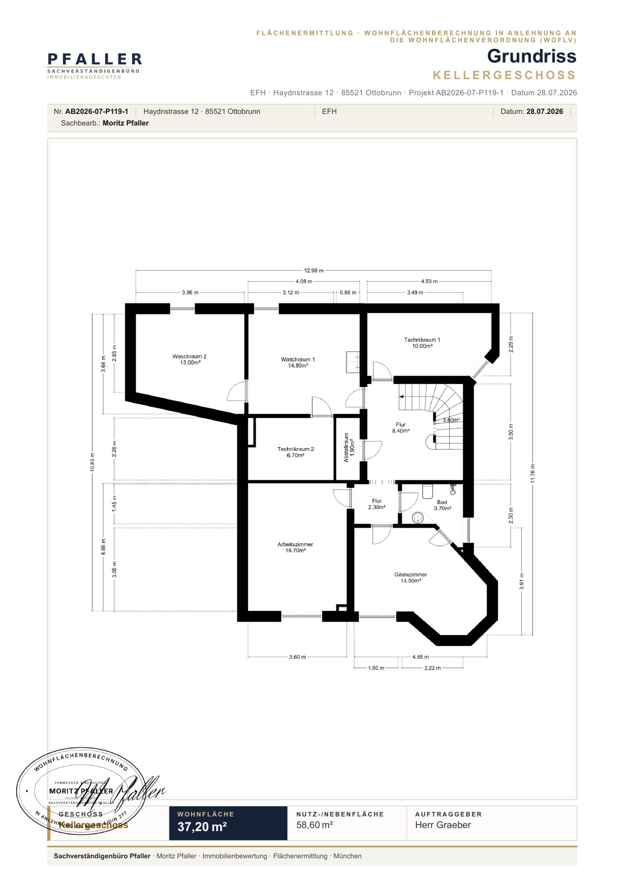 Kellergeschoss – Sauna, Fitness, Zimmer, Waschküche
